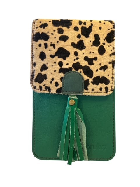 Soruka - GIA - Phone Bag In Shades of Green Leather with Print Flap (83019) (4 colours)