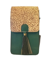 Soruka - GIA - Phone Bag In Shades of Green Leather with Print Flap (83019) (4 colours)