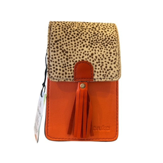 Soruka - GIA - Phone Bags In Orange or Yellow Leather with Print Flap (83021) (4 colours)