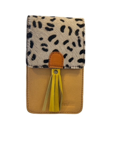 Soruka - GIA - Phone Bags In Orange or Yellow Leather with Print Flap (83021) (4 colours)