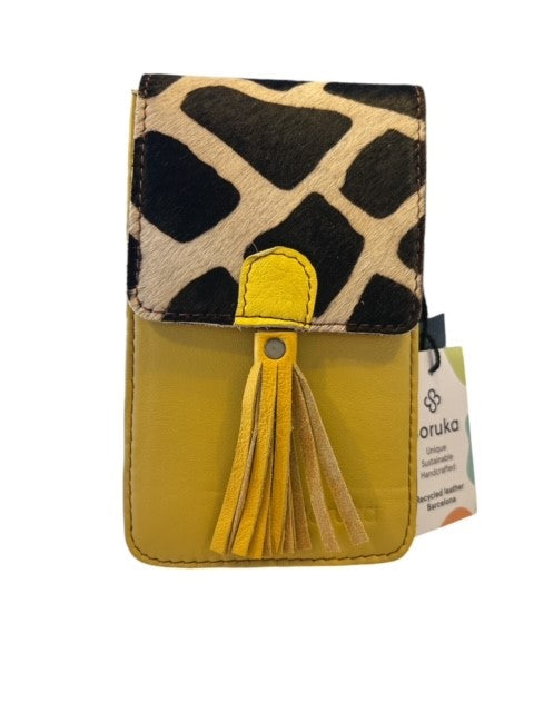 Soruka - GIA - Phone Bags In Orange or Yellow Leather with Print Flap (83021) (4 colours)