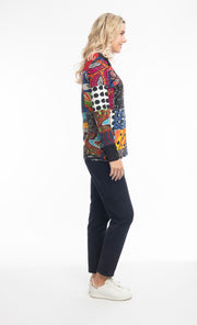 Orientique - Guillaume Round Neck Top In Bold Patch Print (22952)