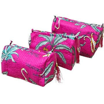 C Y C - 3 Piece Travel Set - Hot Pink Cotton Jungle Print