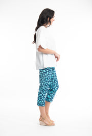 Orientique - Ios - Capri Stretch Trousers in Blue Print