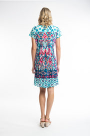 Orientique - Izmir - Easy Fit Organic Cotton Dress in Turquoise (61599)