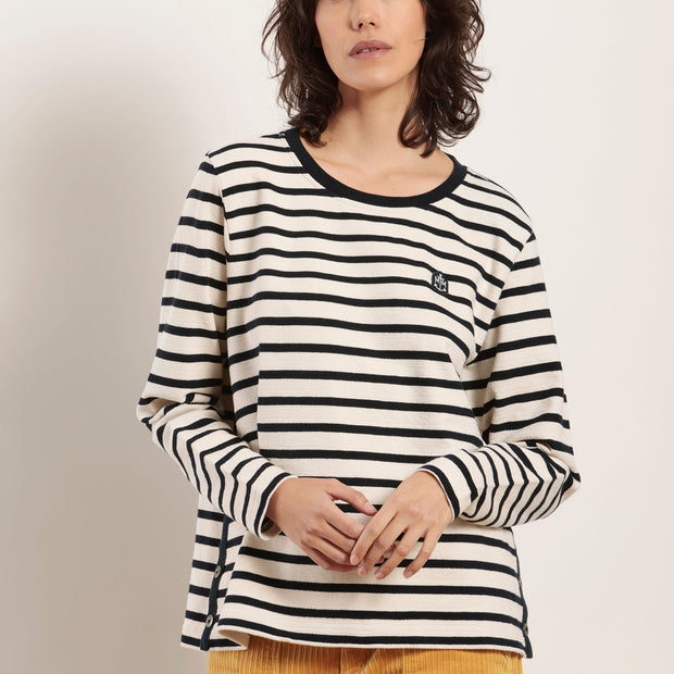 Mat De Misaine - Myra - Navy Stripe Organic Cotton Top