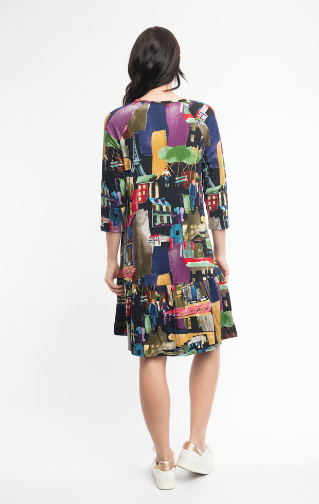 Orientique - Madam Butterfly - Bold Printed Dress With Frilled Hem (21097)