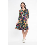 Orientique - Madam Butterfly - Bold Printed Dress With Frilled Hem (21097)