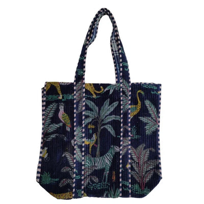 C Y C - The Ultimate Tote Bag - Jungle Print in Navy Velvet