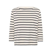 Part Two - NelaPW 3/4 Sleeve Round Neck Stripe Organic Cotton Top