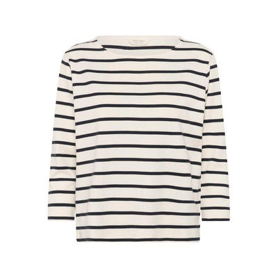 Part Two - NelaPW 3/4 Sleeve Round Neck Stripe Organic Cotton Top