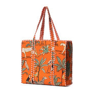 C Y C - The Ultimate Tote Bag - Orange Cotton Jungle Print