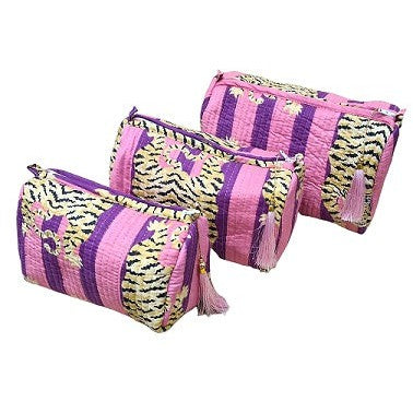 C Y C - 3 Piece Travel Set - Pink Cotton Tibetan Tiger Print