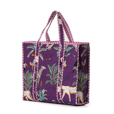 C Y C - The Ultimate Tote Bag - Purple Cotton Jungle Print (JT16)