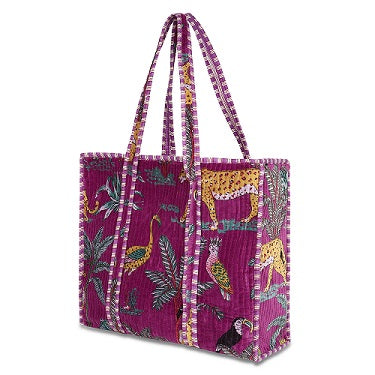 C Y C - The Ultimate Tote Bag - Jungle Print in Purple Velvet