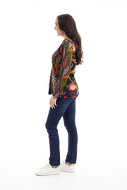 Orientique - Reckless - Round Neck Top In Bold Patch Print (3248)