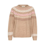 CREAM - CRCherrie Round Neck Jumper with a Bold Pattern