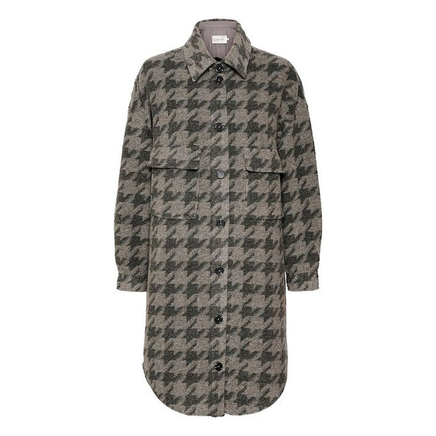 CREAM - CRChea Grey Check Wool Mix Coat