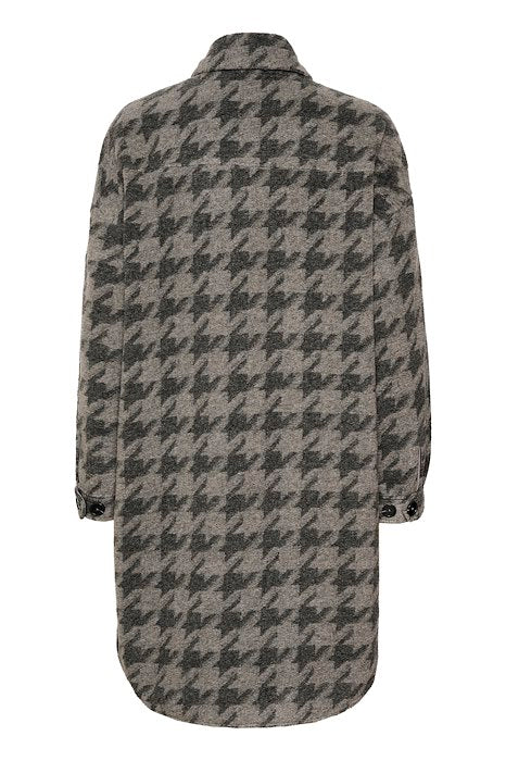 CREAM - CRChea Grey Check Wool Mix Coat