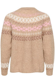 CREAM - CRCherrie Round Neck Jumper with a Bold Pattern