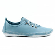 Lunar Shoes - Abbie Leather Plimsoll in Mid Blue