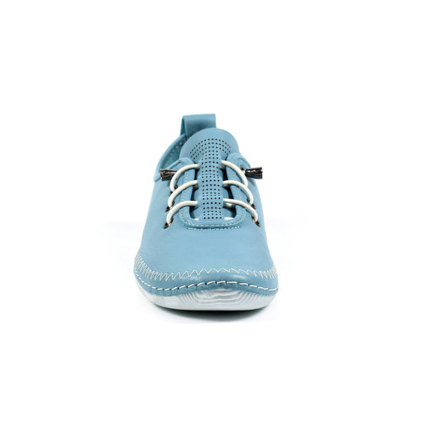 Lunar Shoes - Abbie Leather Plimsoll in Mid Blue