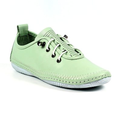 Lunar Shoes - Abbie Leather Plimsoll in Mint