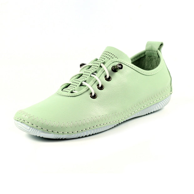 Lunar Shoes - Abbie Leather Plimsoll in Mint