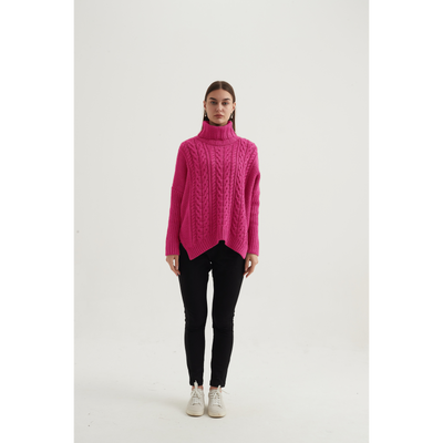 Tirelli - High Neck Cable Knit Jumper - 2 colours (K3022)