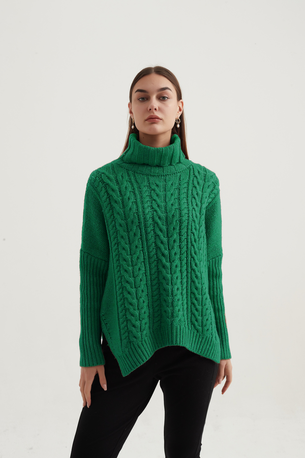 Tirelli - High Neck Cable Knit Jumper - 2 colours (K3022)