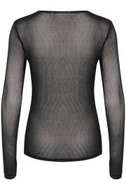 CREAM - CRMera Black Long Sleeve Mesh T Shirt