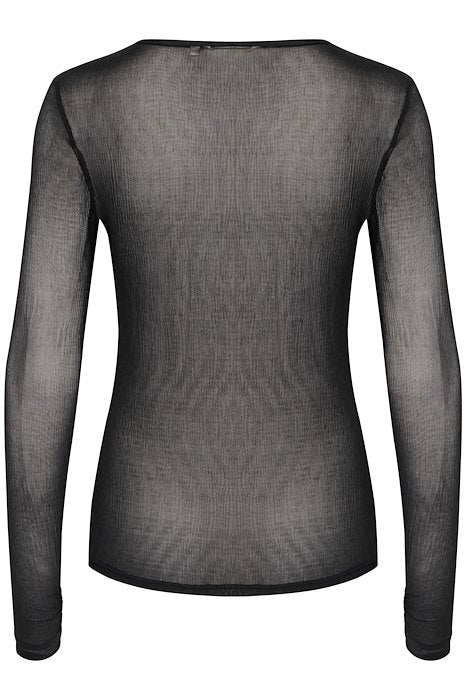 CREAM - CRMera Black Long Sleeve Mesh T Shirt