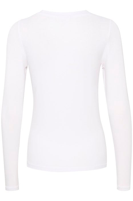 Part Two - Emaja Long Sleeve Slim Fit Tee Shirt in Pure White