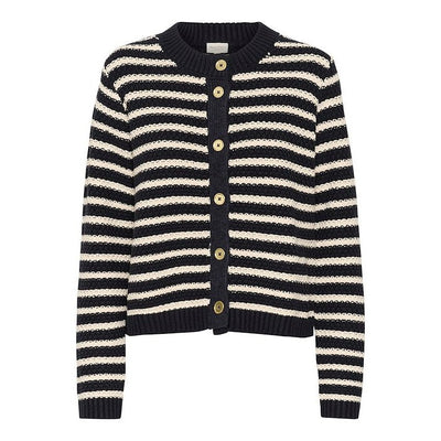 Part Two - LeonidaPW Navy and Cream Stripe Cardigan