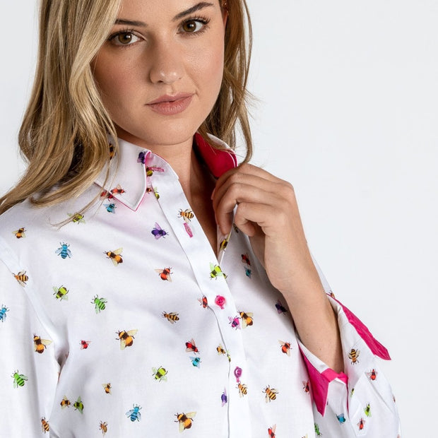 Claudio Lugli - Ladies Cotton Shirt - Multi-Coloured Bees (CLW2133)