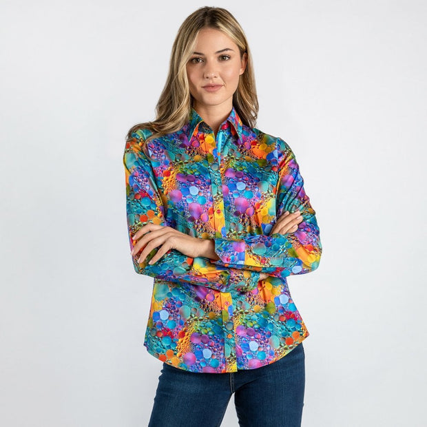 Claudio Lugli - Ladies Cotton Shirt - Multi-Coloured Bubbles (CLW2123)