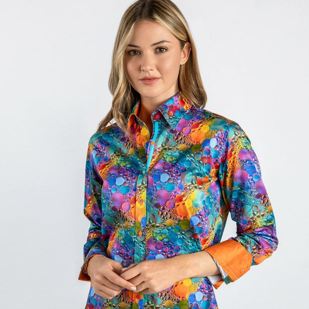 Claudio Lugli - Ladies Cotton Shirt - Multi-Coloured Bubbles (CLW2123)