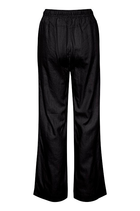 InWear - AmosIW Wide Leg Black Linen Mix Trouser