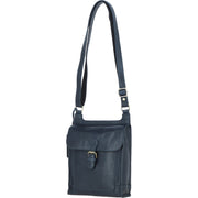 Ashwood Leather - Navy Leather Crossbody Bag with Flap Over & Magnetic Closure - G24