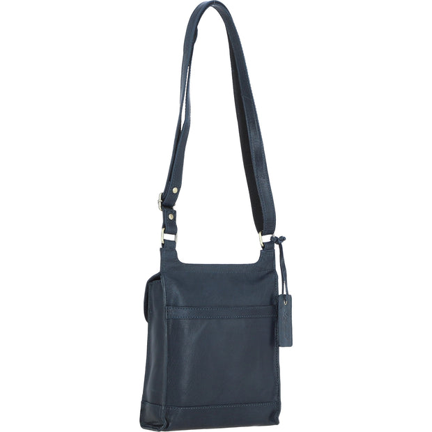 Ashwood Leather - Navy Leather Crossbody Bag with Flap Over & Magnetic Closure - G24