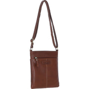 Ashwood Leather - Tan Leather Crossbody Bag with Zip Closure & Flap Over Lock - M-87