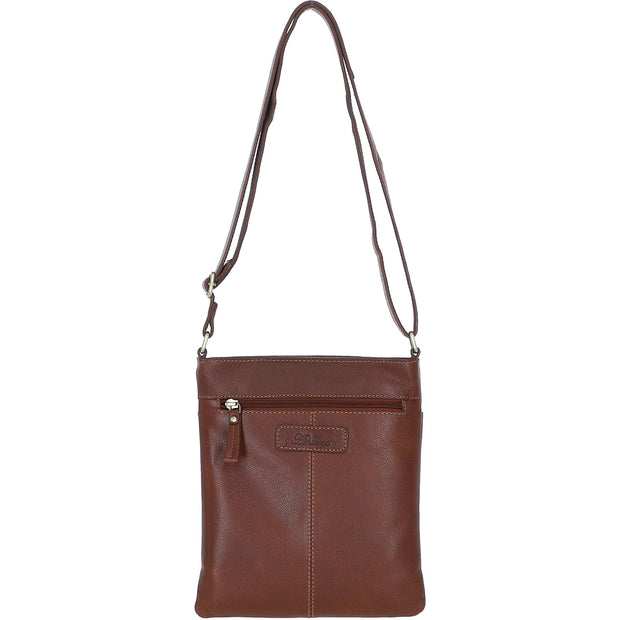 Ashwood Leather - Tan Leather Crossbody Bag with Zip Closure & Flap Over Lock - M-87