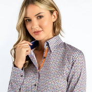 Claudio Lugli - Ladies Cotton Shirt - Multi-Coloured Houndstooth Print (CLW2144)