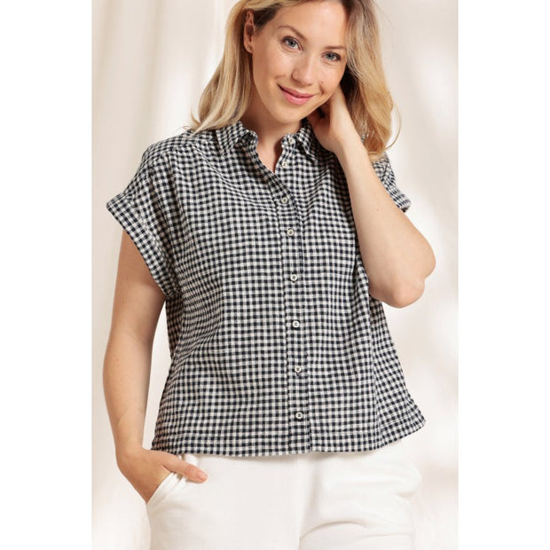 Mat De Misaine - Croisic - Recycled Cotton Short Sleeve Check Blouse