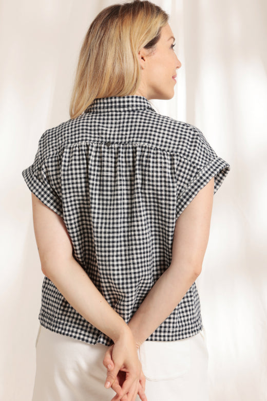 Mat De Misaine - Croisic - Recycled Cotton Short Sleeve Check Blouse