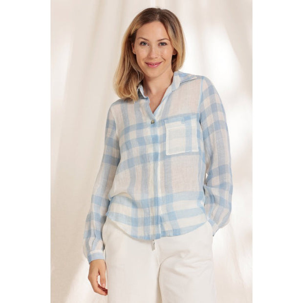 Mat De Misaine - Cyclade - Long Sleeve Linen Mix Check Blouse