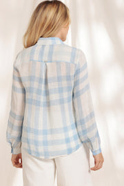 Mat De Misaine - Cyclade - Long Sleeve Linen Mix Check Blouse