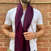 Swole Panda - Long Red Herringbone Bamboo Scarf (SP749)