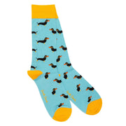 Swole Panda - Ladies Bamboo Socks - Bright Turquoise with Dachshunds (SP384-S)