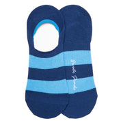 Swole Panda - Unisex Bamboo No Show Socks - Sky Blue Stripe (SP093-L-NS)